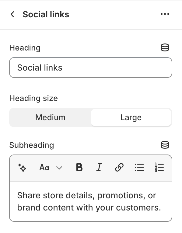 Social links settings