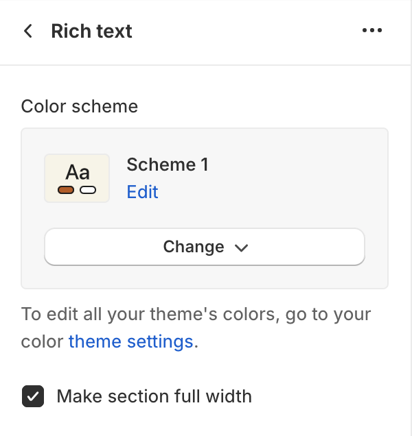 Rich text settings