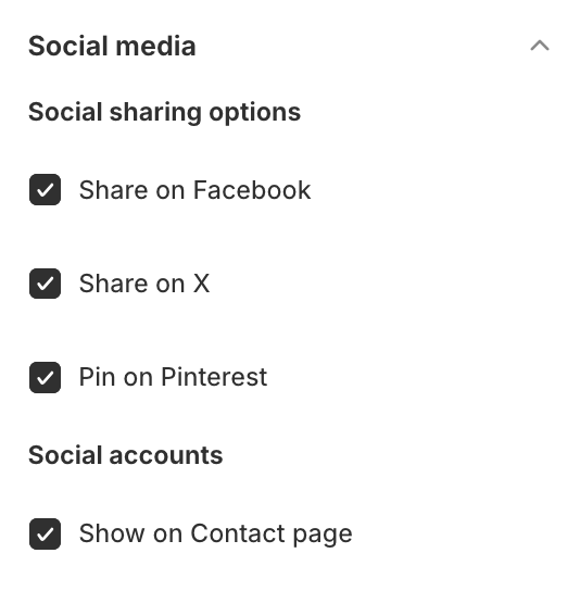 Social media settings