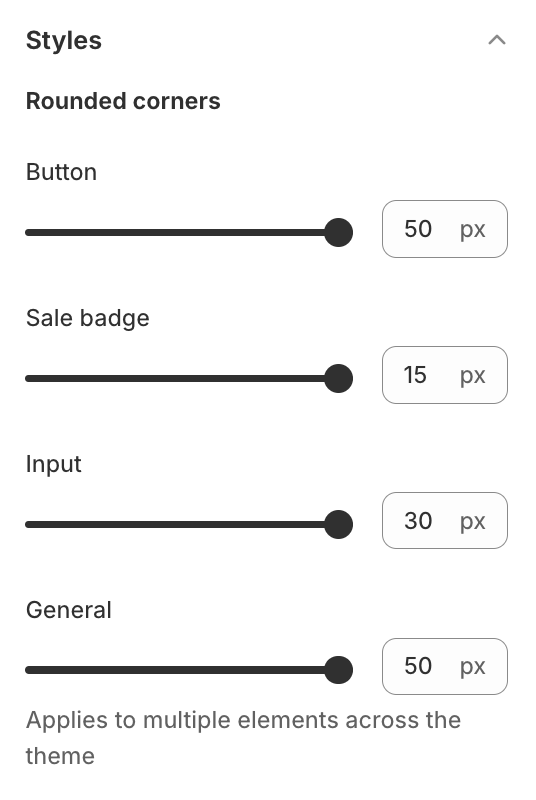 Styles settings