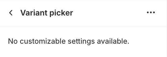 Variant picker block settings